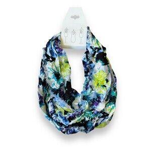 100% Rayon Scarf Blue Green Beige